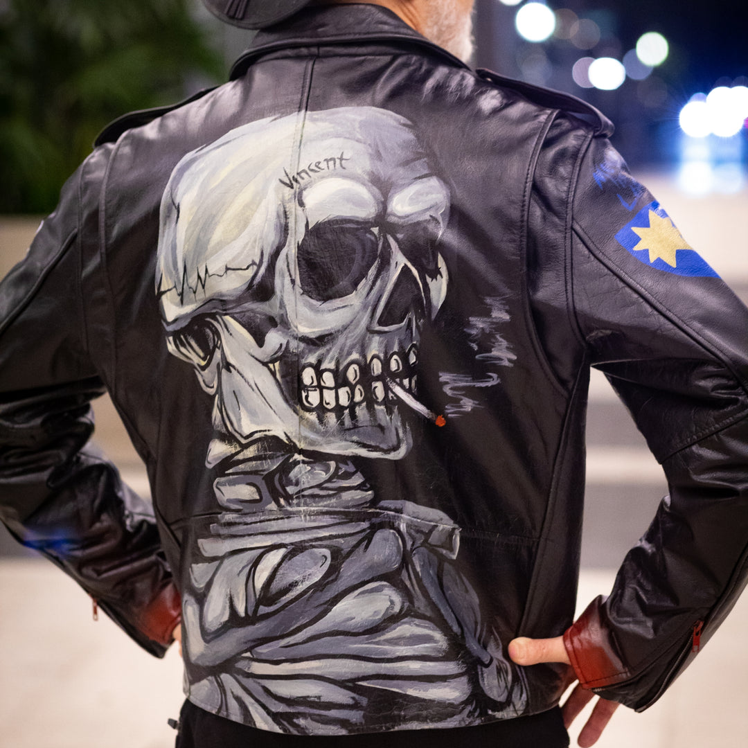 Vincent Van Gogh' Skull Leather Jacket Unlimited Series – No